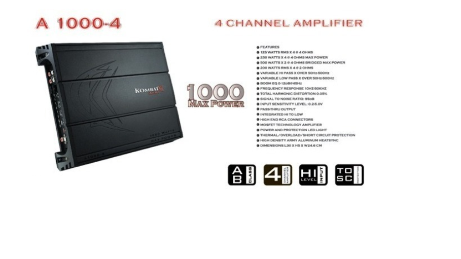Amplificador Kbt Kombat A1000-4 4ch Amplificador Kbt Kombat A1000-4 4ch